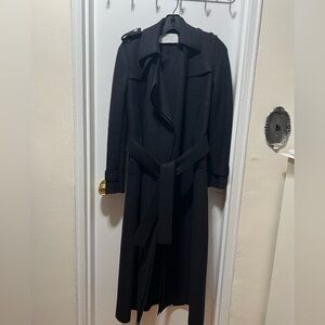 Harris Wharf London - Black Pressed Wool Trench Coat